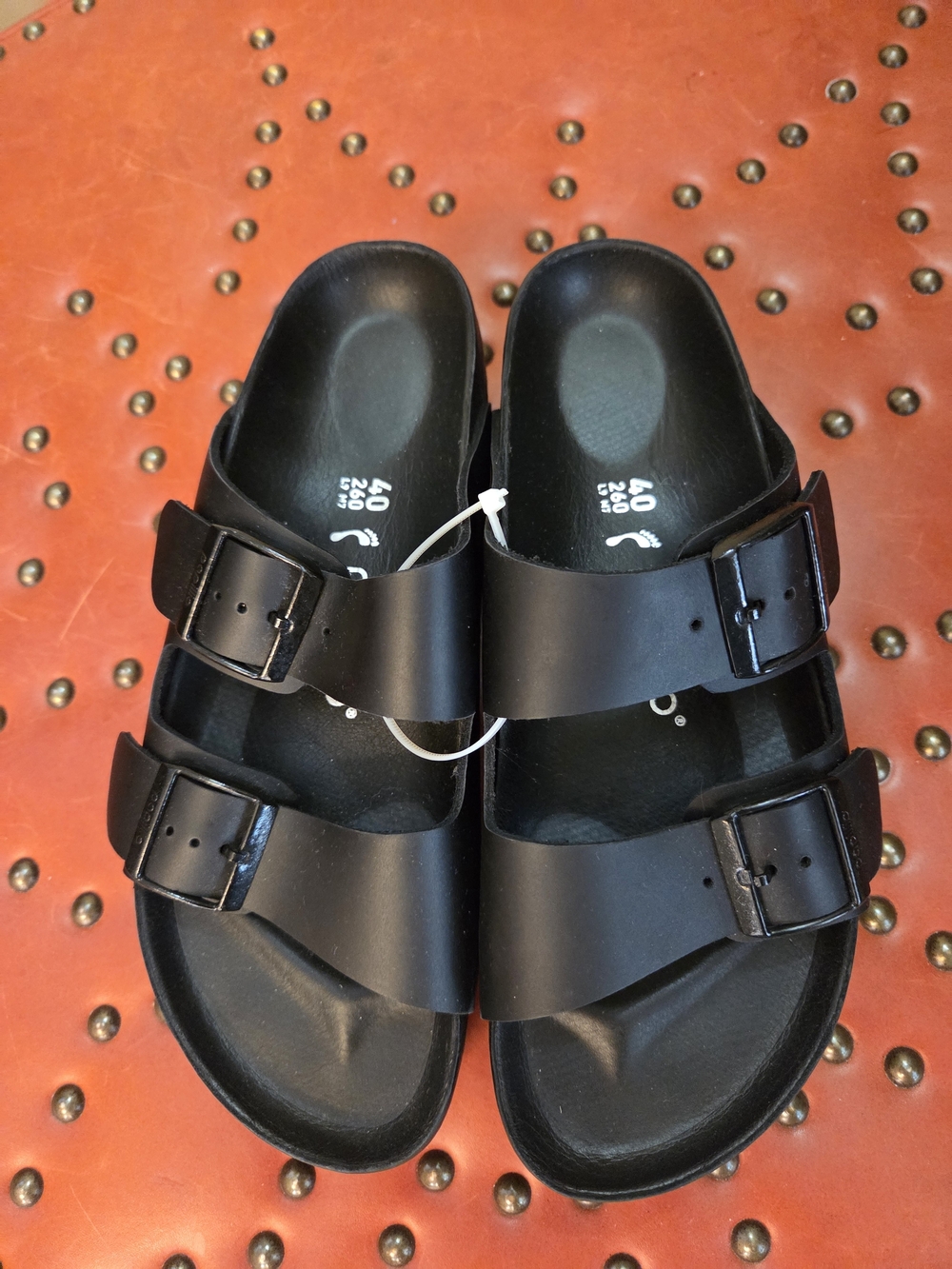 Papillio Black Double-Buckle Slide Sandals